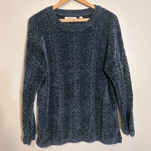 Orvis Women's  Large Blue Sweater Pull Over Long Sleeve Soft Cottage Core